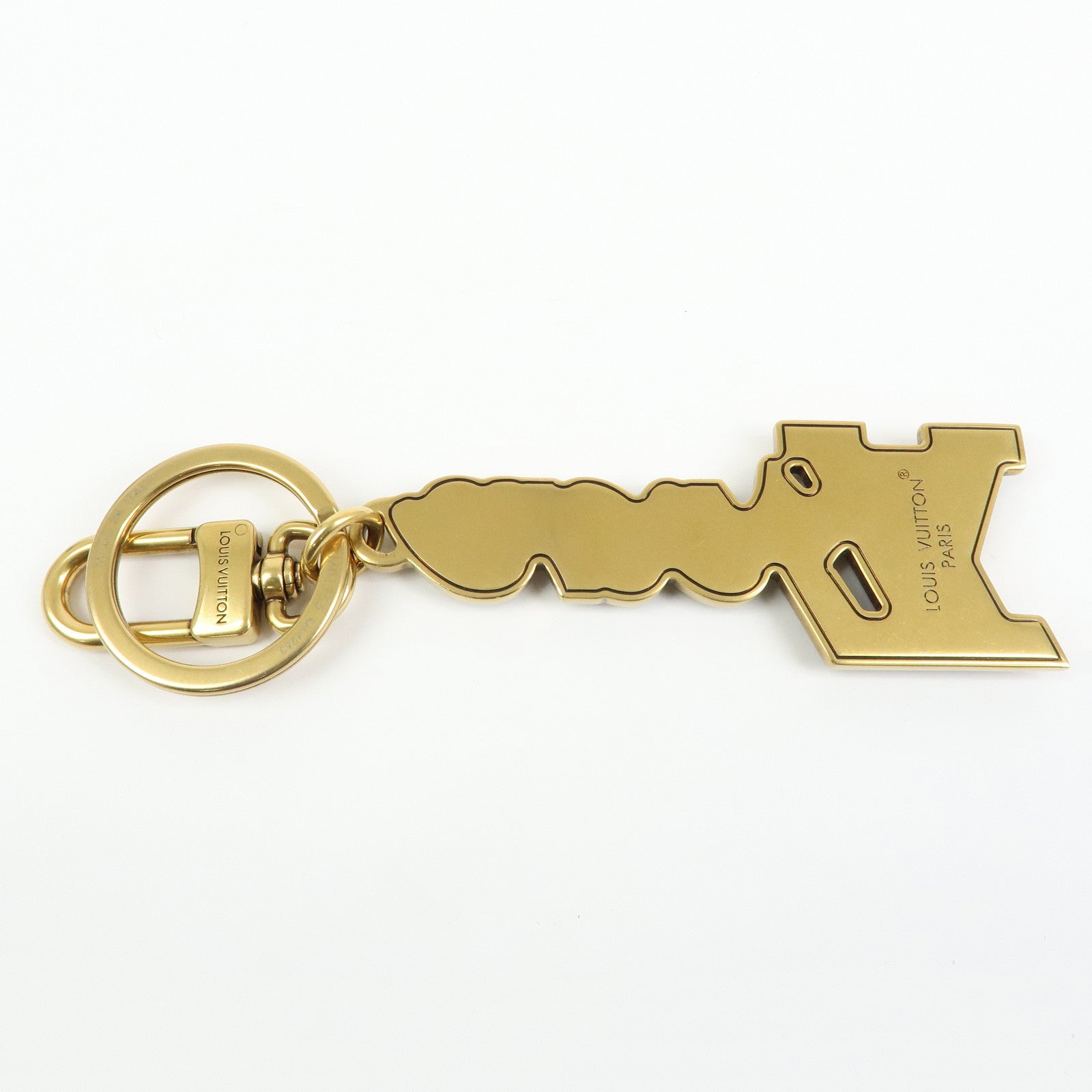 Louis Vuitton LV Lovers Studs Metal Bag Charm Key Chain Gold M01755