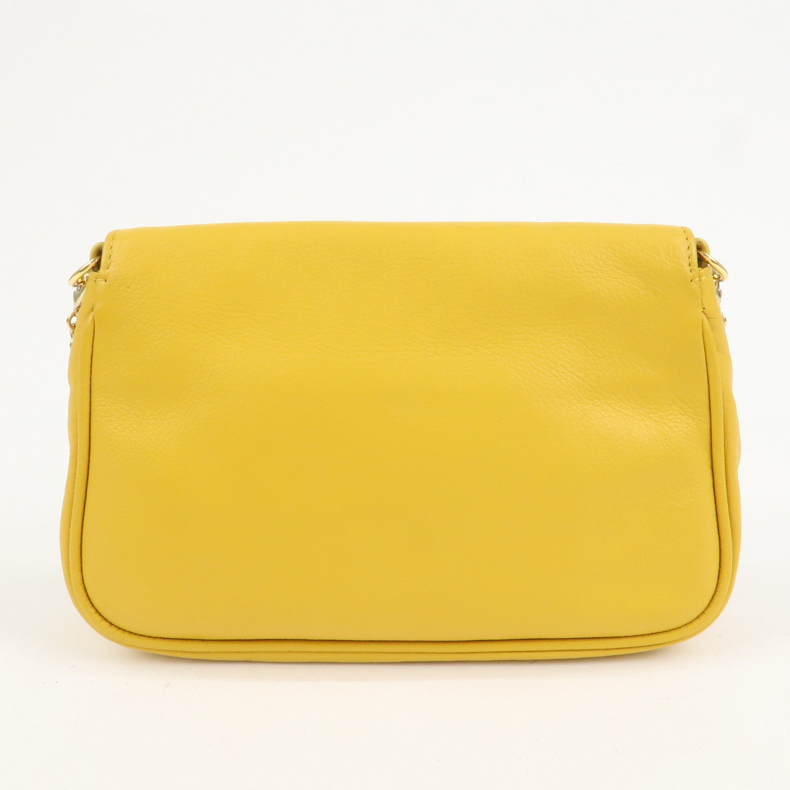 FENDI Leather Chain Shoulder Bag Purse Crossbody Bag Yellow 8M0276