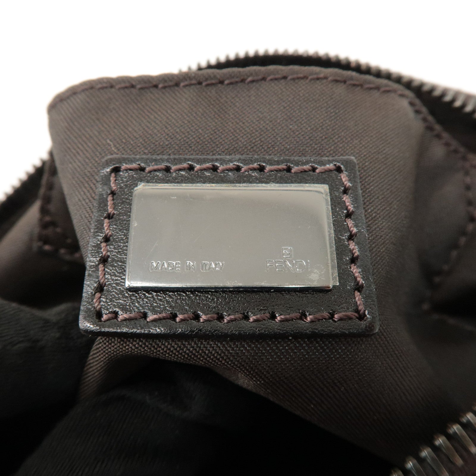 FENDI Zucca Canvas Leather Mini Hand Bag Brown 8BR155 Used
