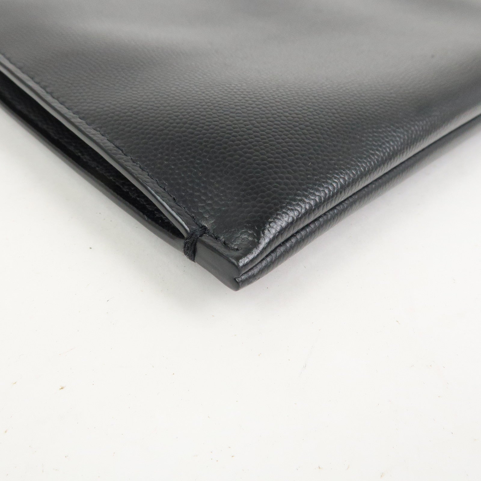 SAINT LAURENT PARIS Logo Leather Clutch Bag Black