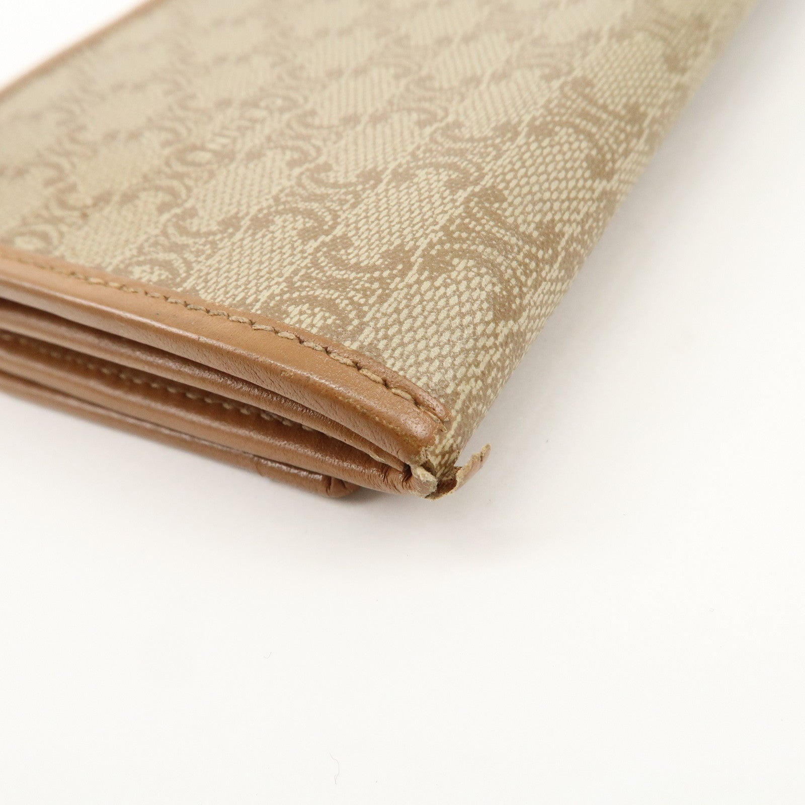 CELINE Macadam Set of 2 Long Wallet Leather Beige Dark Brown Used