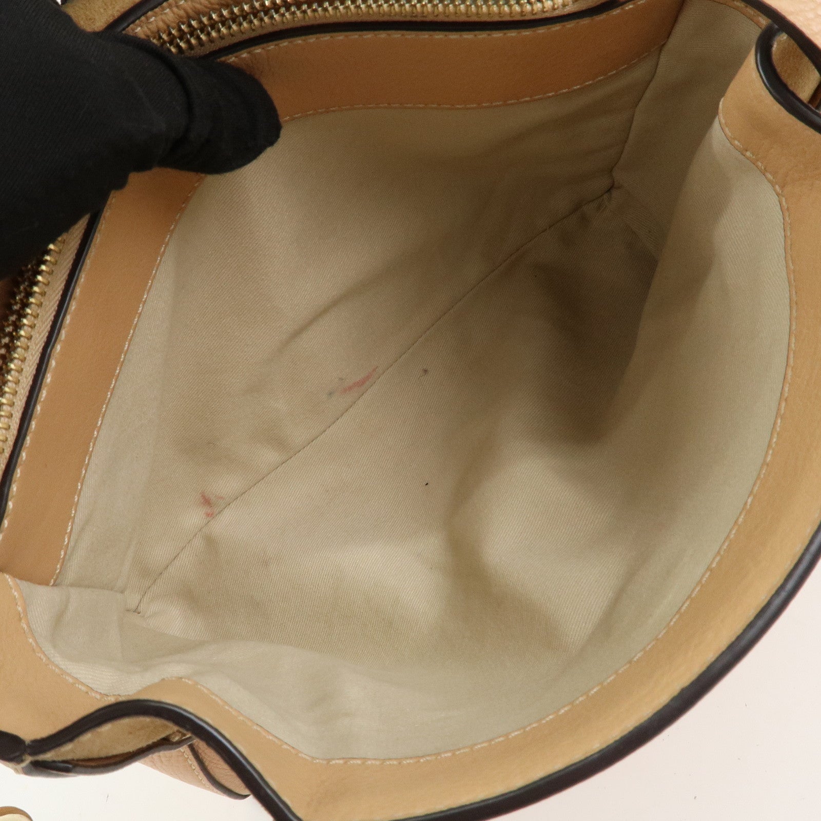 Chloe FAYE Leather Suede Hand Bag Pink Beige Gold