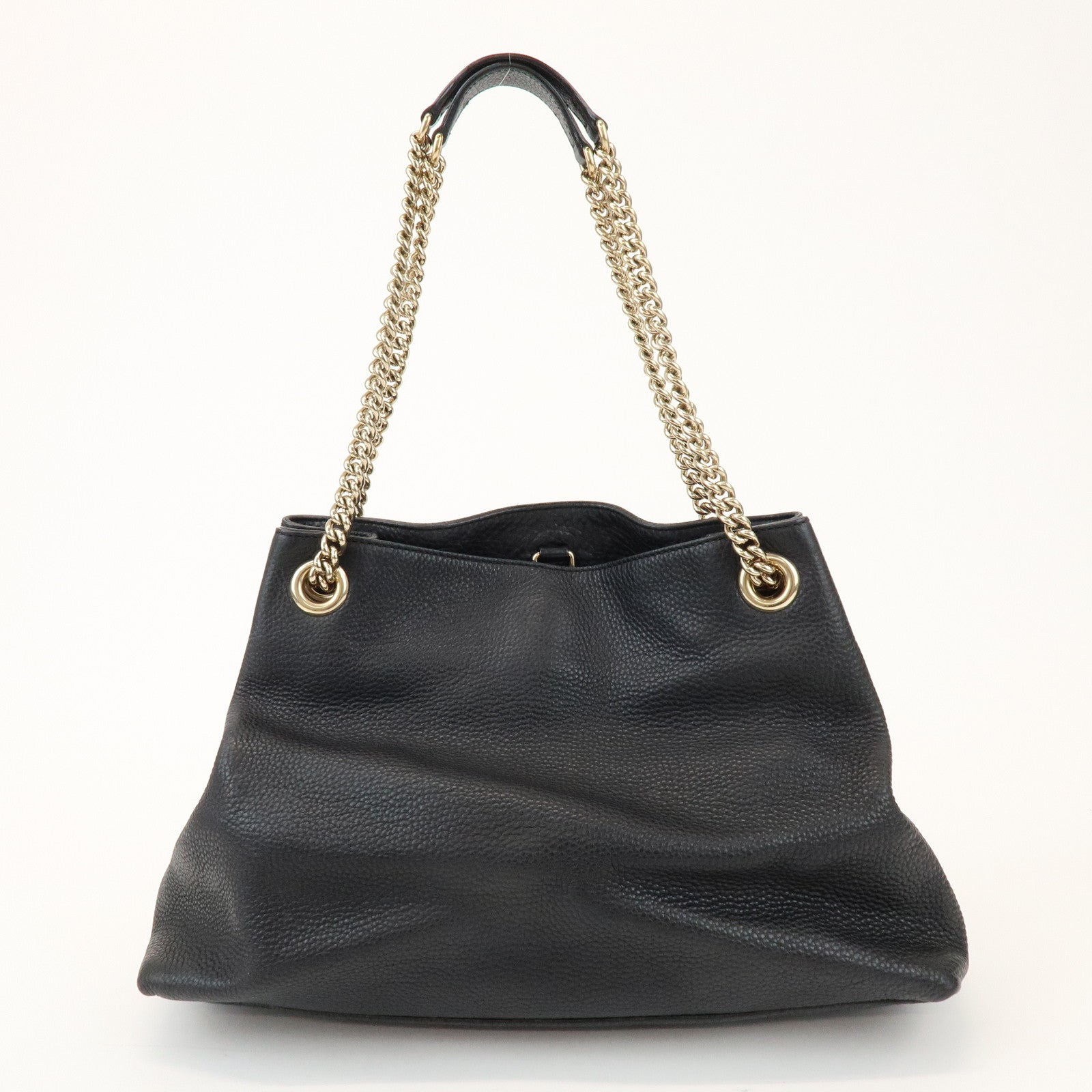 GUCCI SOHO Interlocking G Leather Chain Shoulder Bag Black 308982