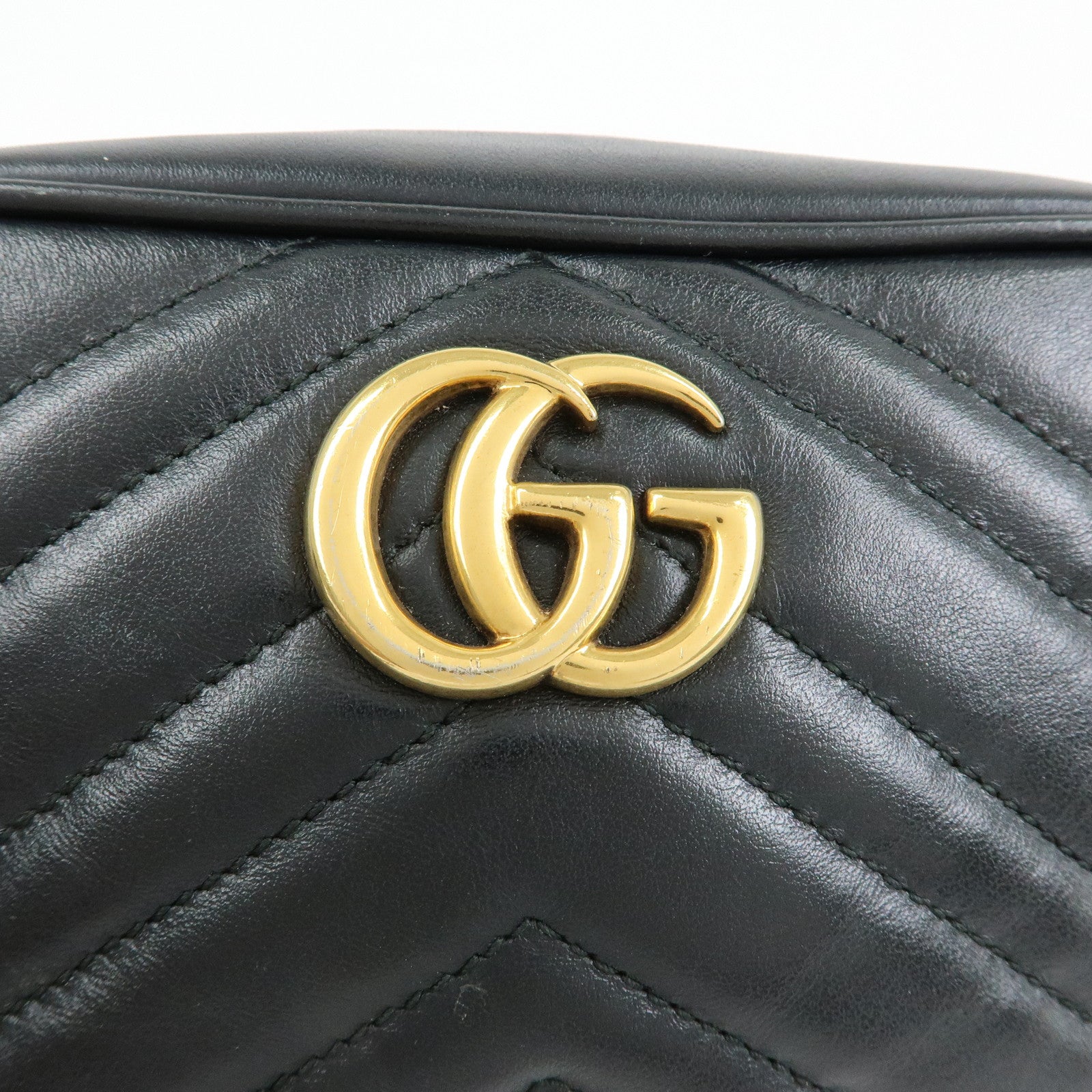 GUCCI GG Marmont Leather Shoulder Bag Crossbody Bag Black 448065