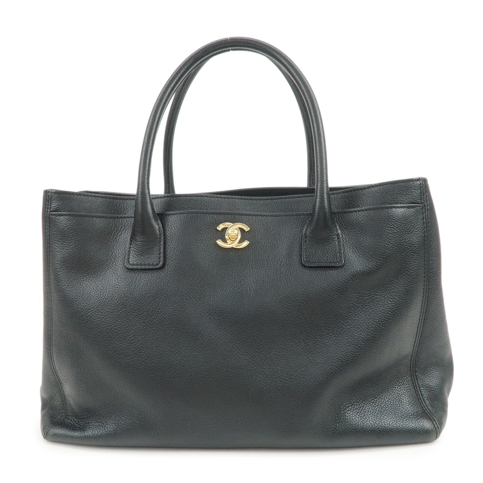 CHANEL Executive Leather Tote Bag Hand Bag Black A15206