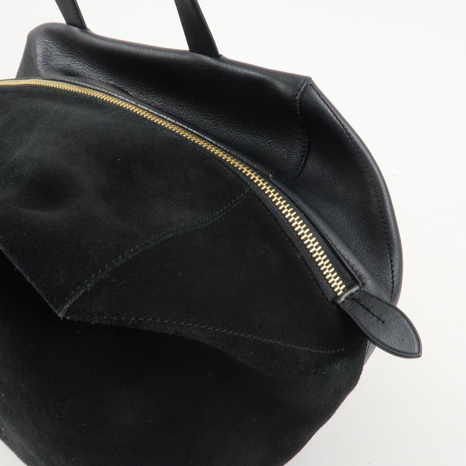 LOEWE Anagram Logo Leather Suede Origami Cubo Hand Bag Black