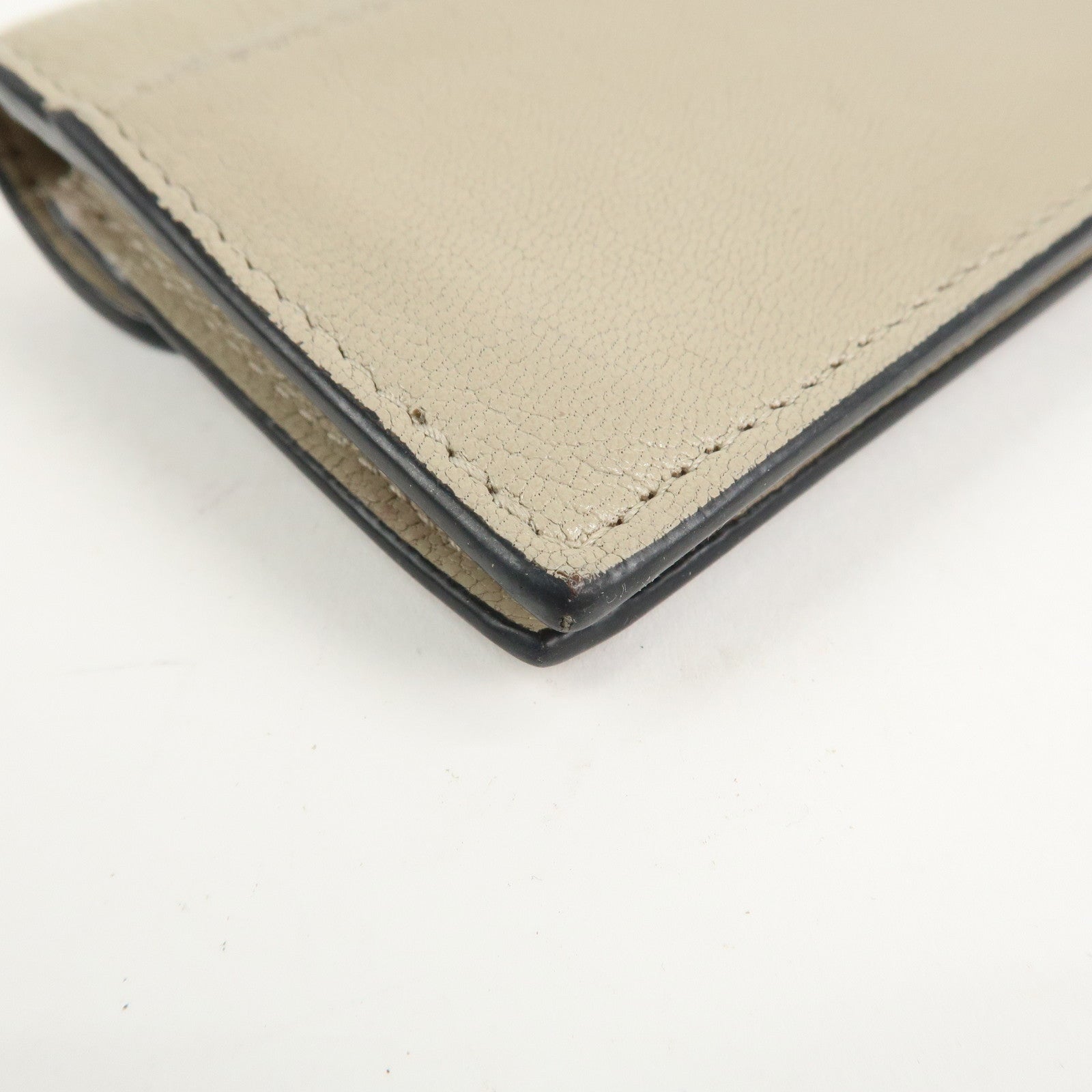 Christian Dior Leather Card Case Beige Gold HDW 44-MA-0248 Used