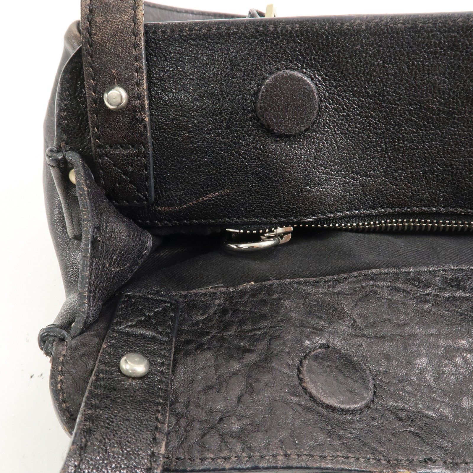 Chloe Leather Saskia 2Way Bag Hand Bag Shoulder Bag Black