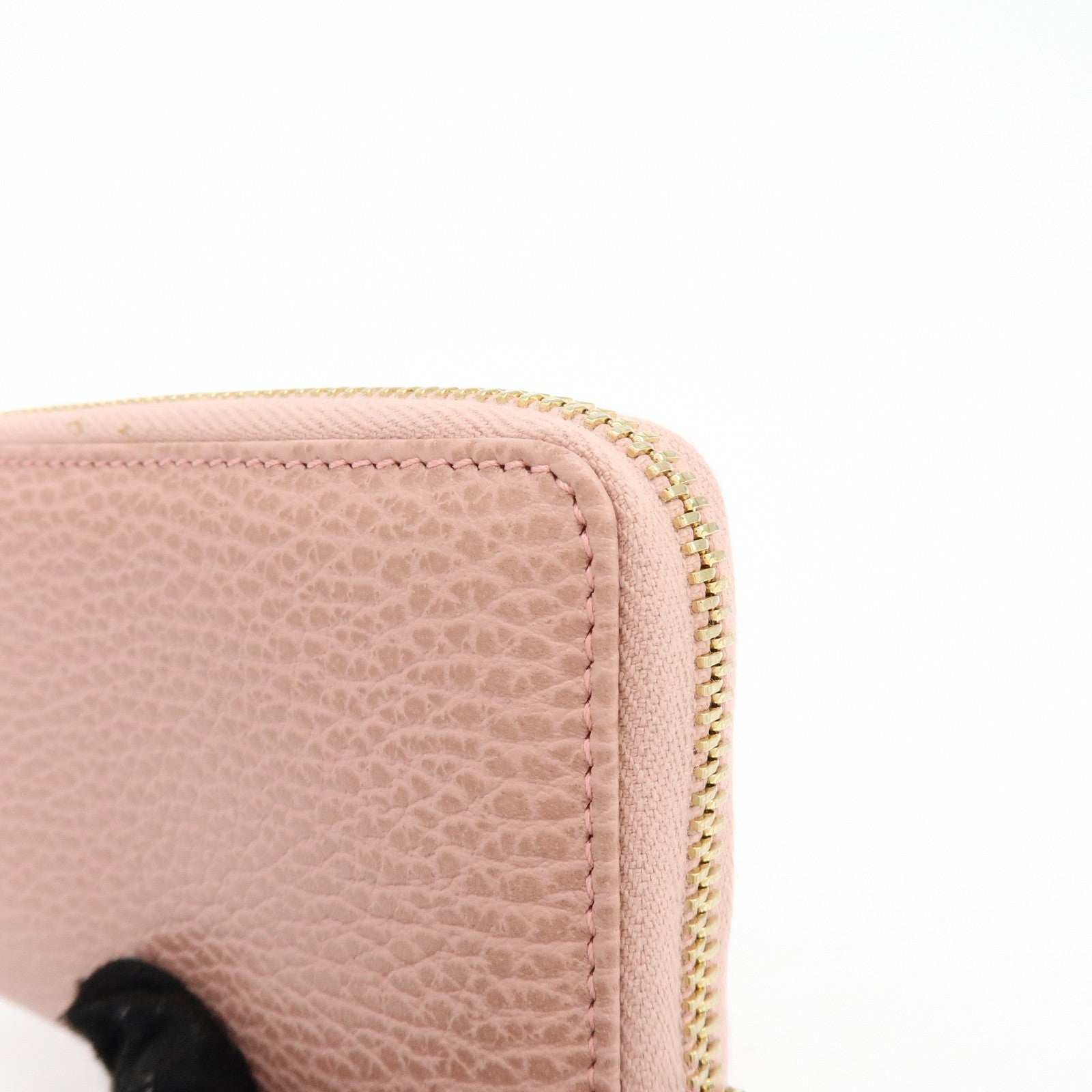 GUCCI Swing Leather Coin Case Compact Wallet Pink 368877