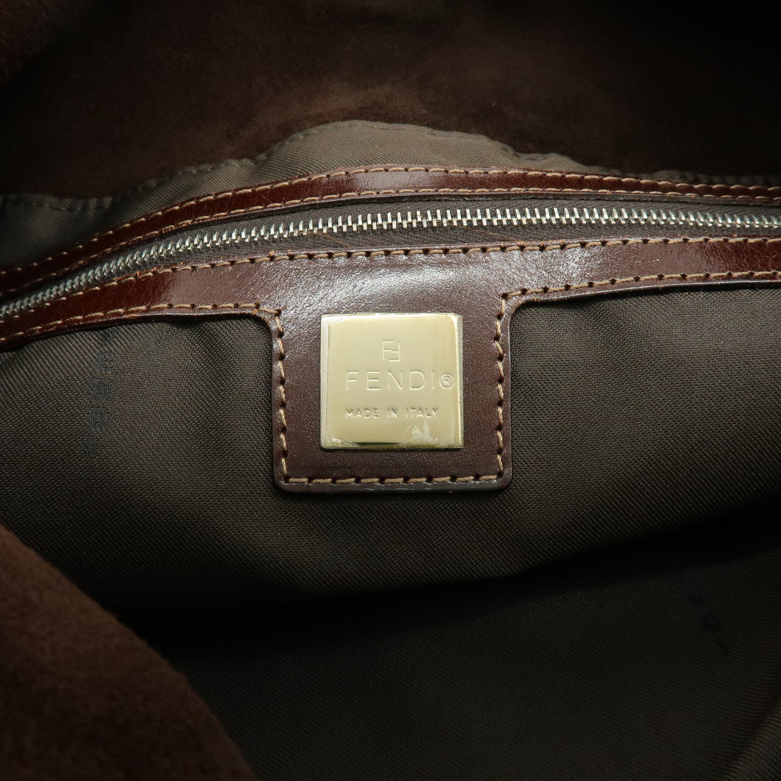 FENDI Suede Tote Bag Hand Bag Shoulder Bag Brown 26690