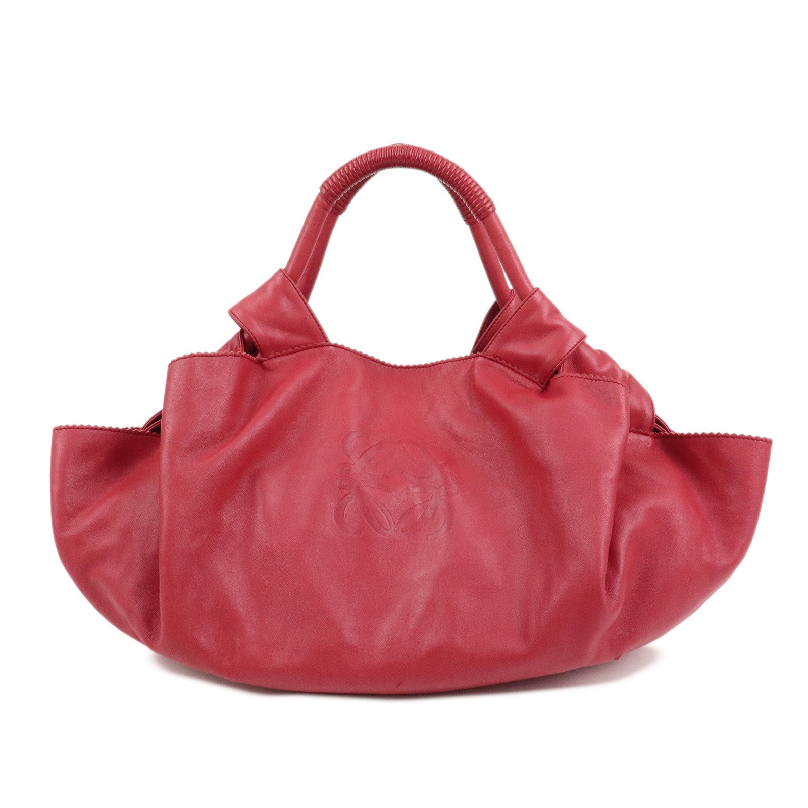 LOEWE Anagram Nappa Leather Nappa Aire Hand Bag Shoulder Bag Red