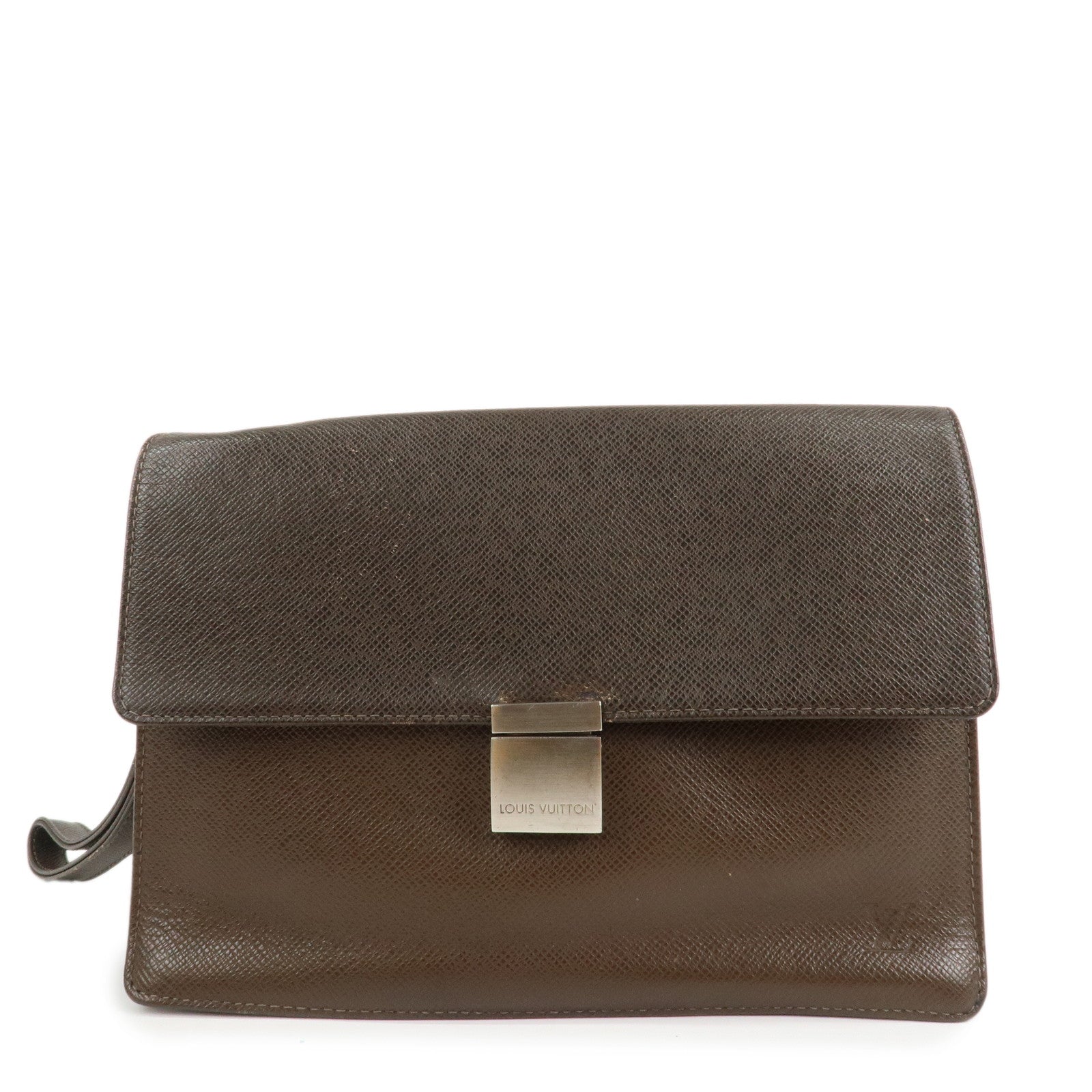 Louis Vuitton Taiga Selenga Clutch Bag Hand Bag Grizzly M30788