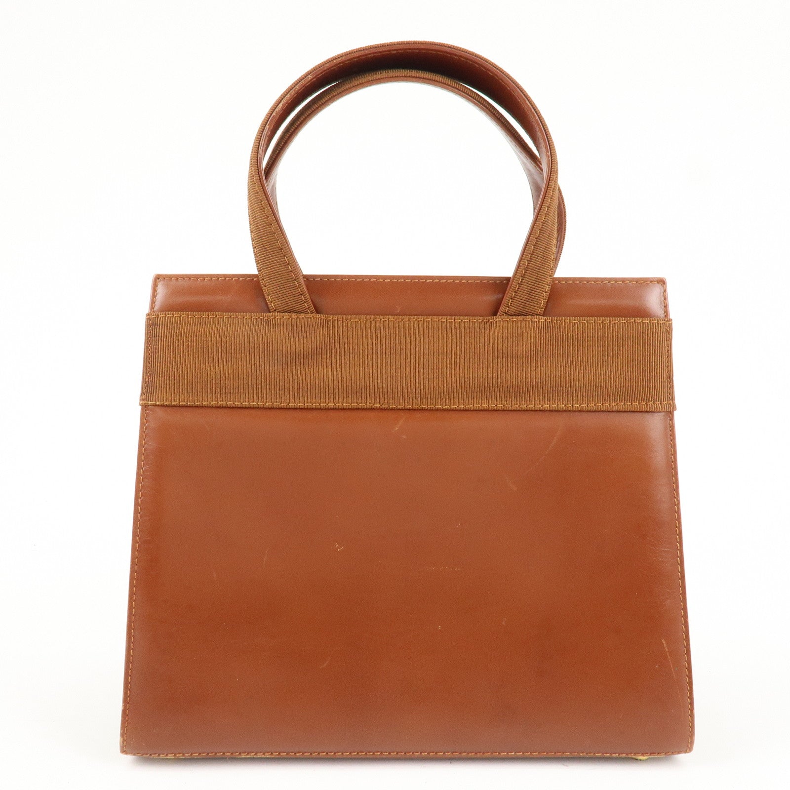 Ferragamo Vara Leather Hand Bag Shoulder Bag Brown Used