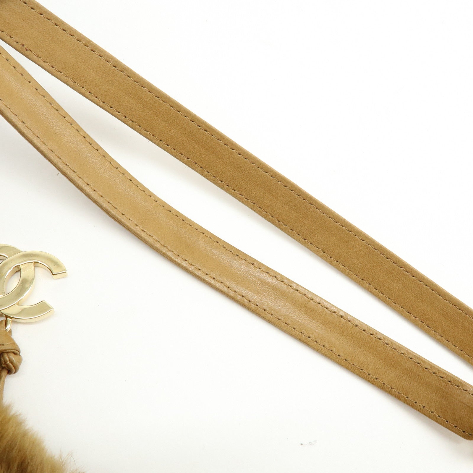 CHANEL COCO Mark Fur Lamb Skin Chain Shoulder Bag Brown