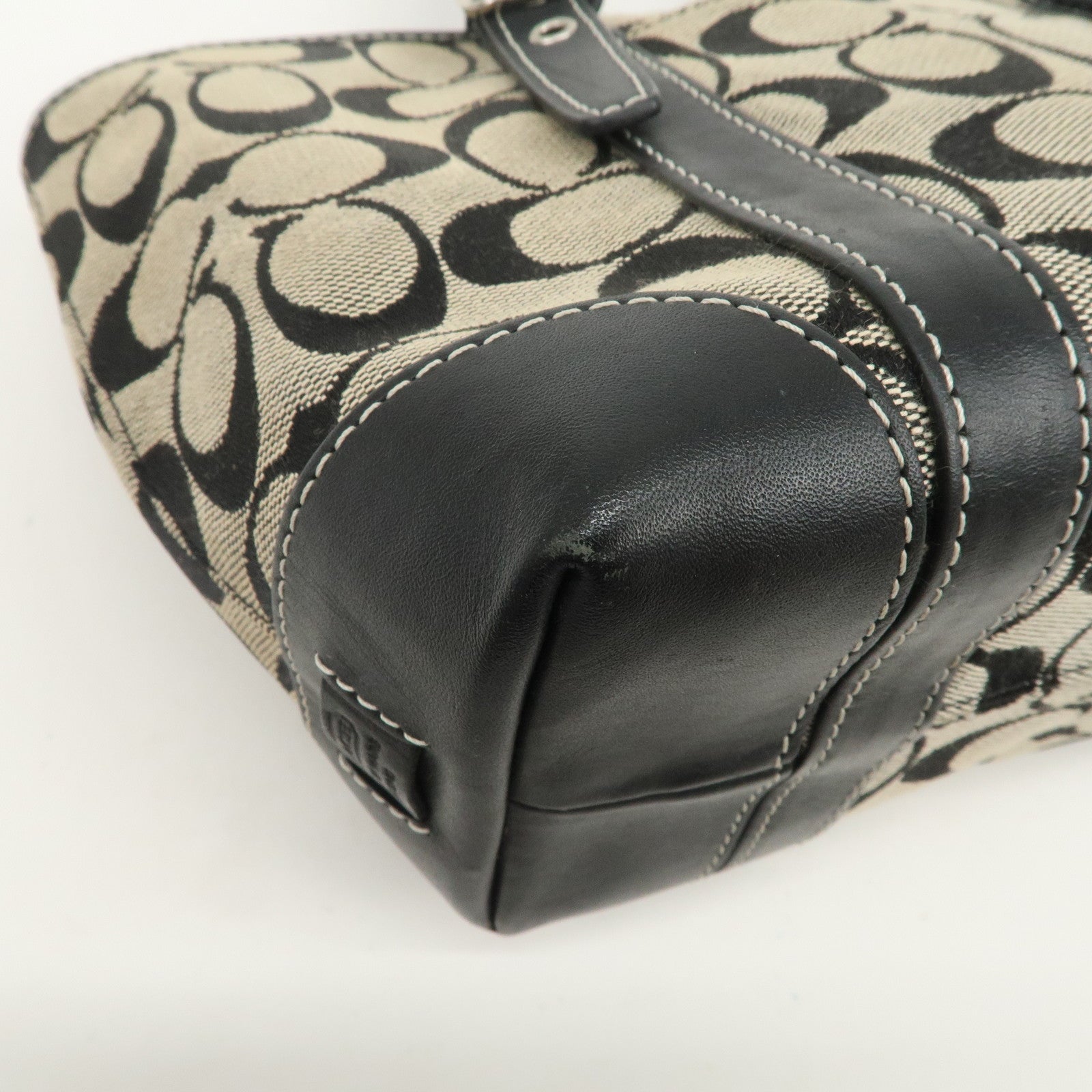 COACH Signature Canvas Leather Set of 2 Hand Bag Shoulder Bag Black