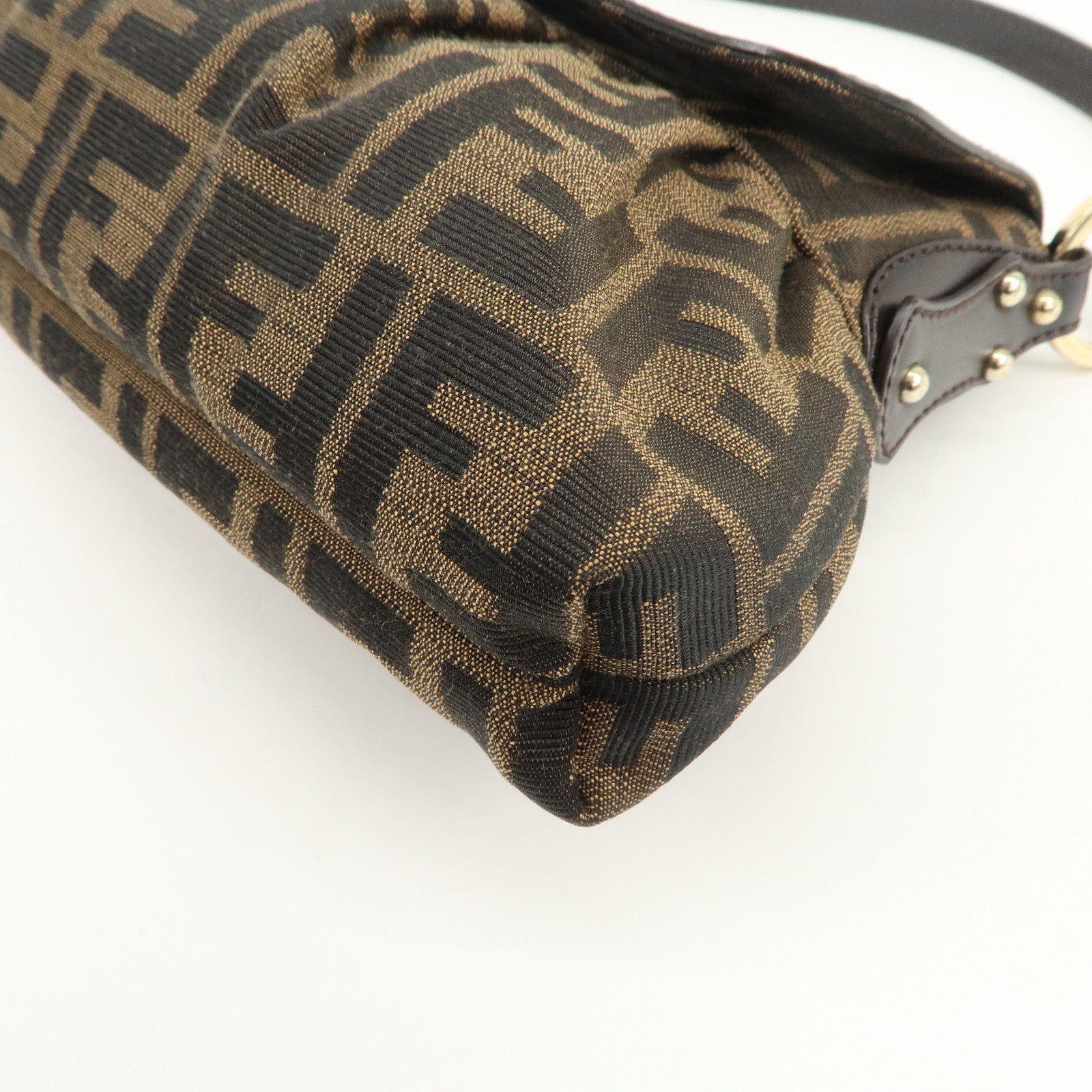 FENDI Zucca Canvas Leather Shoulder Bag Hand Bag Brown 8BR445