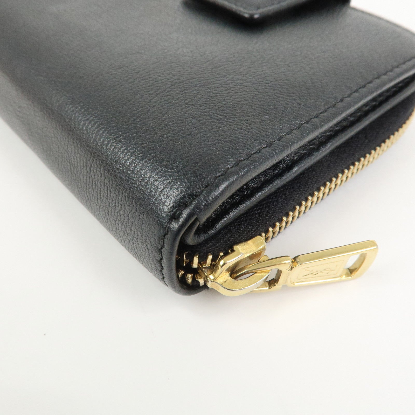 SAINT LAURENT PARIS Coin Case Coin Wallet Leather Black Logo 352906