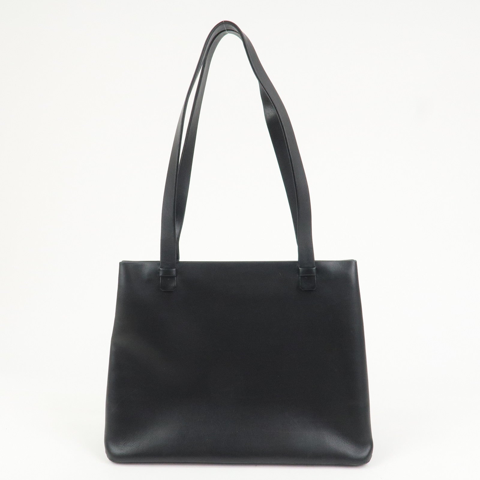 CHANEL Logo Leather Shoulder Bag Tote Bag Hand Bag Black