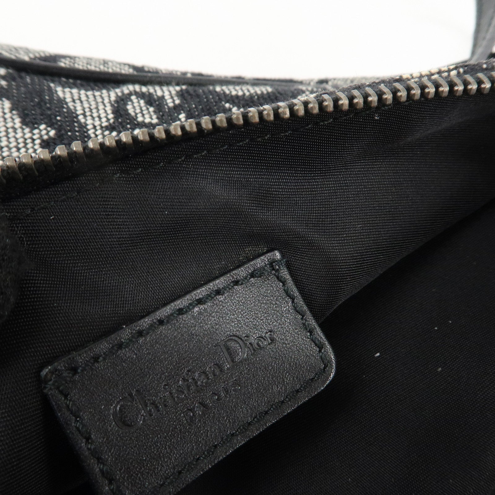 Christian Dior Trotter Canvas Leather Saddle Pouch Shoulder Bag Black Used