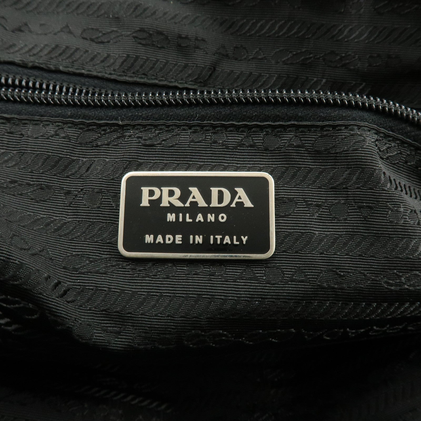 PRADA Triangle Logo Nylon Leather Hand Bag Tote Bag Black B8495