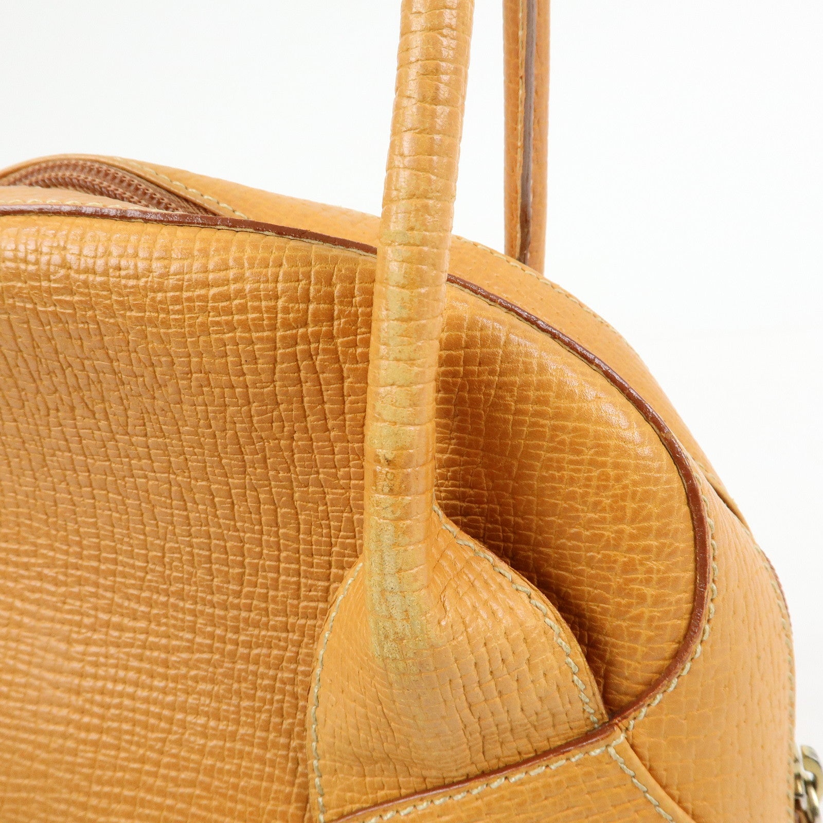 LOEWE Logo Embossed Leather Hand Bag Shoulder Bag Camel