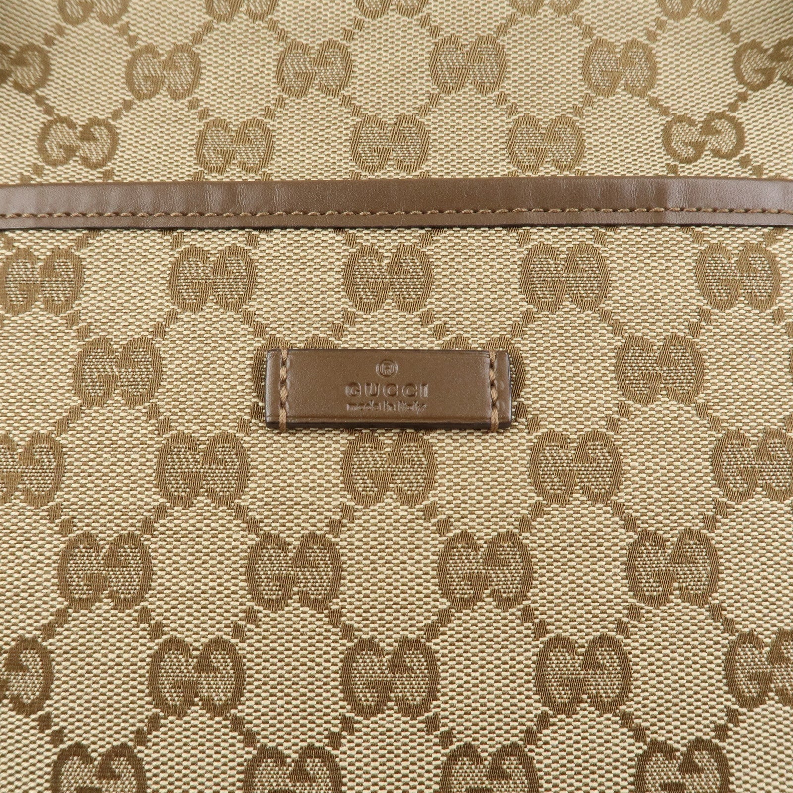 GUCCI GG Monogram Canvas Leather 2Way Tote Bag Beige Brown 388929