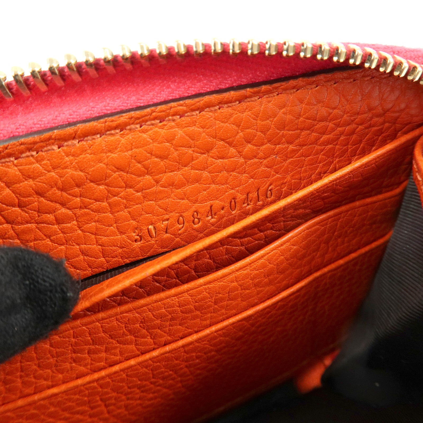 GUCCI Bamboo Leather Round Zippy Long Wallet Pink Orange 307984