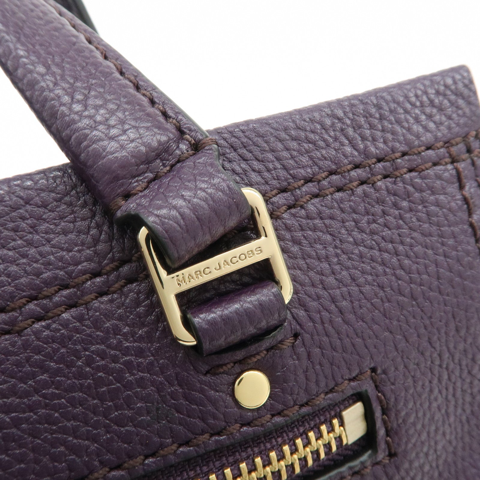 MARC JACOBS Logo Leather 2WAY Bag Hand Bag Shoulder Bag Purple