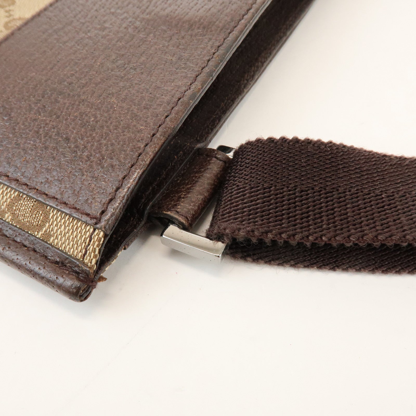 GUCCI GG Canvas Leather Shoulder Crossbody Bag Beige Brown 27639