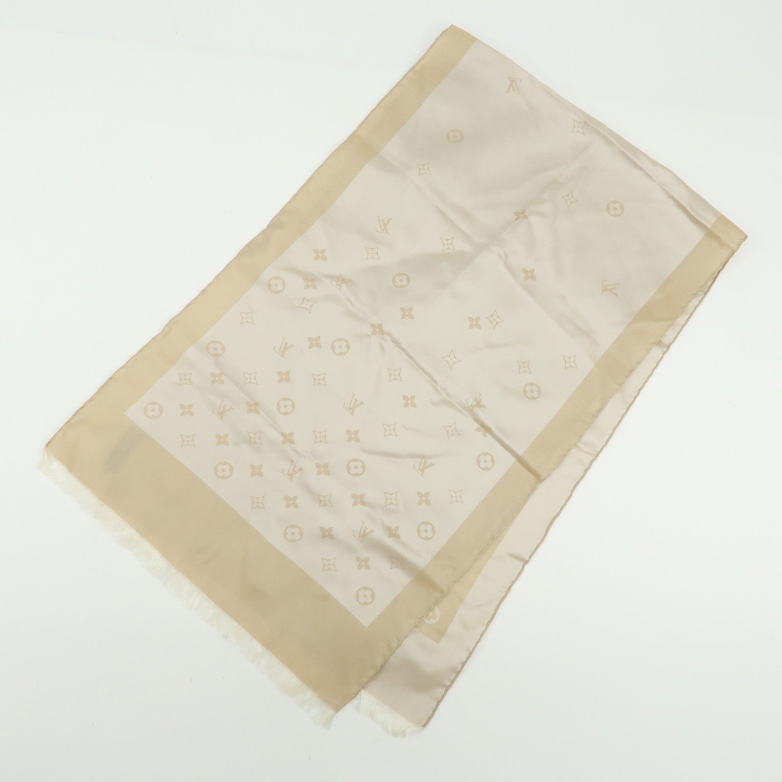 Louis Vuitton Monogram Echarpe Capri Silk 100% Scarf Beige M71051