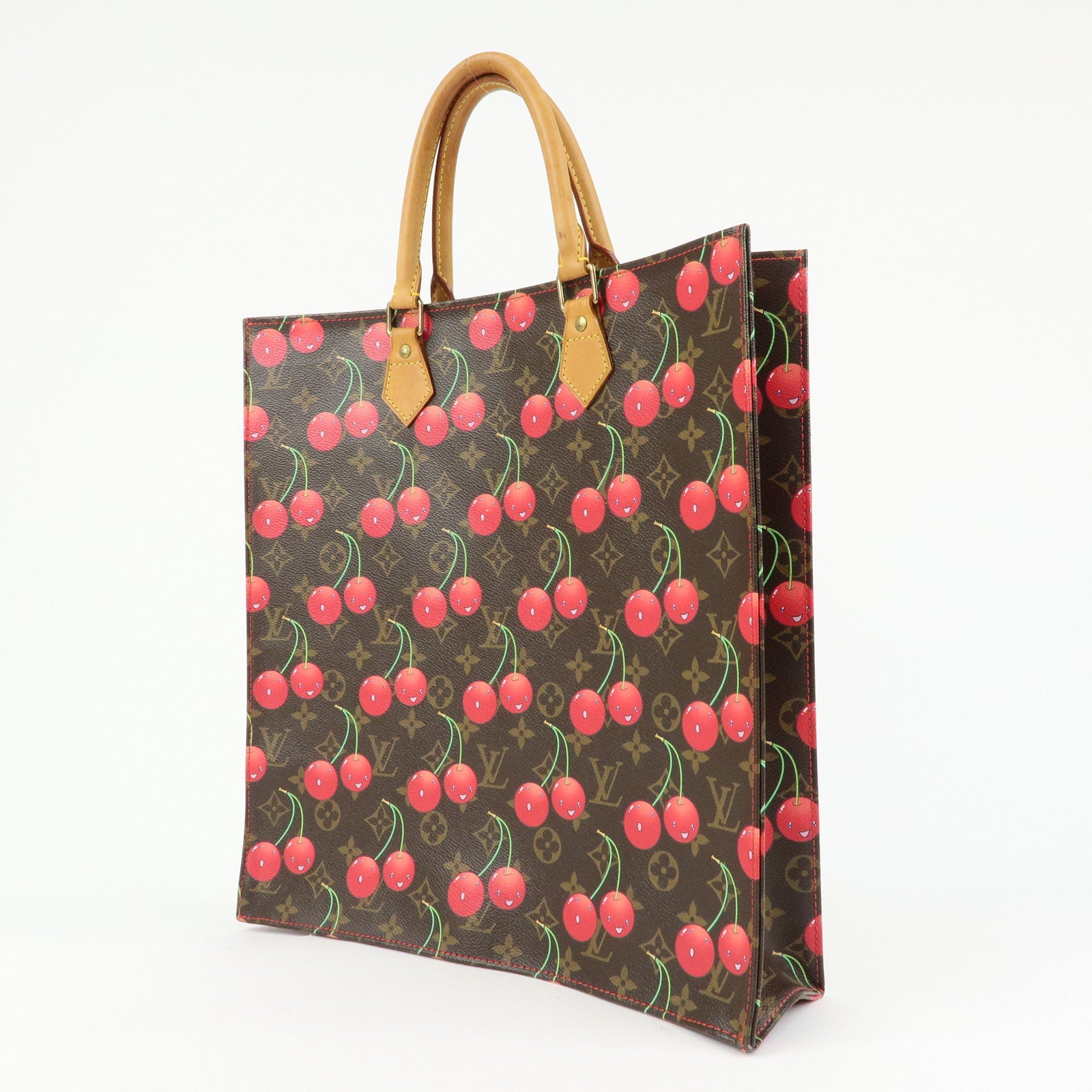 Louis Vuitton Monogram Cherry Sac Plat Tote Bag Brown Cherry M95010