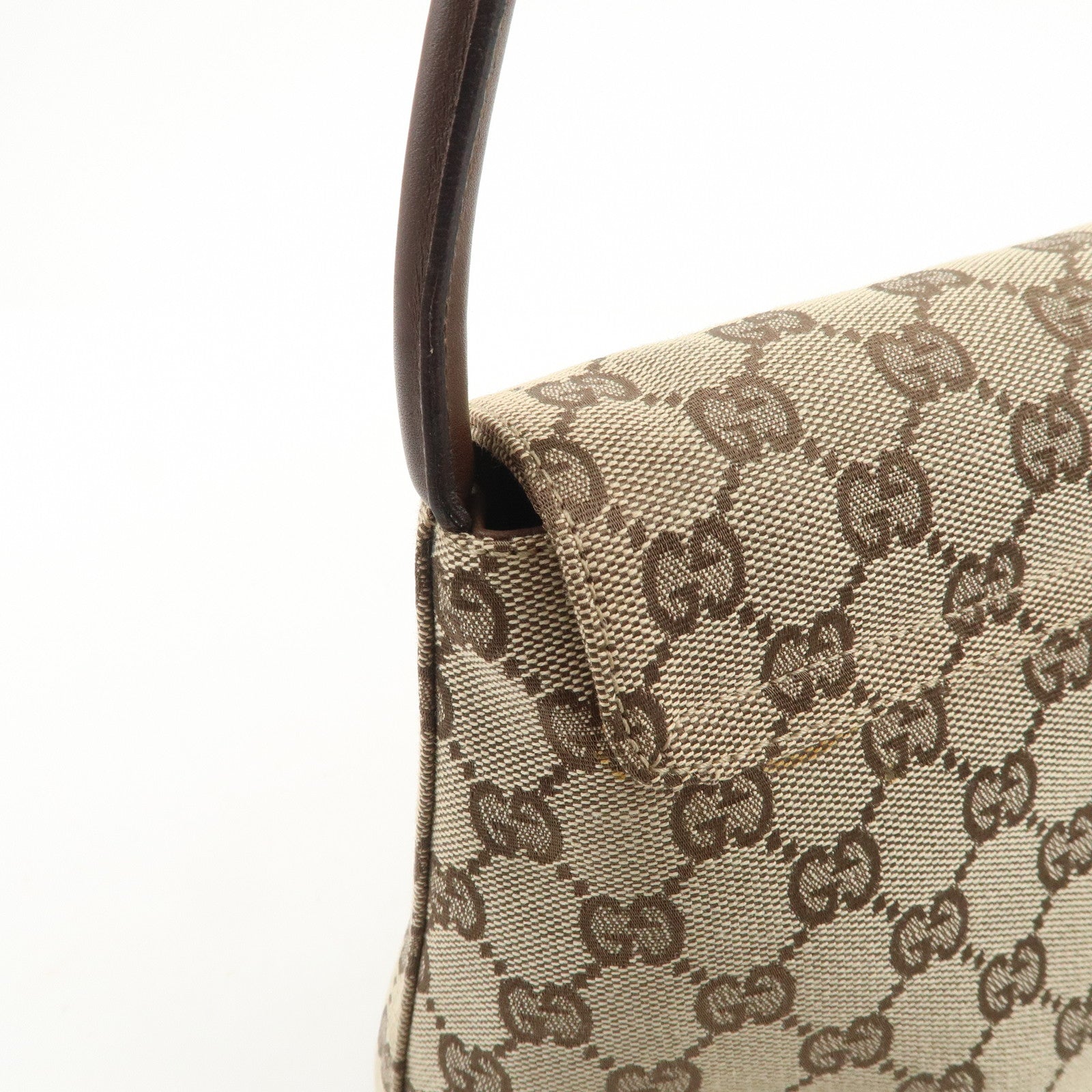 GUCCI GG Monogram Canvas Leather Shoulder Bag Beige Brown 90646
