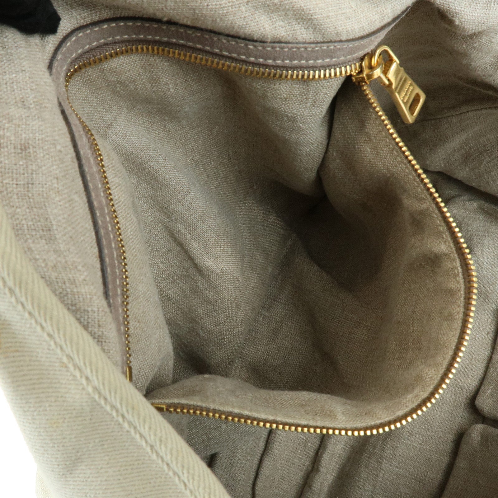 PRADA Triangle Logo Denim Tote Bag Shoulder Bag Light Beige BN2091
