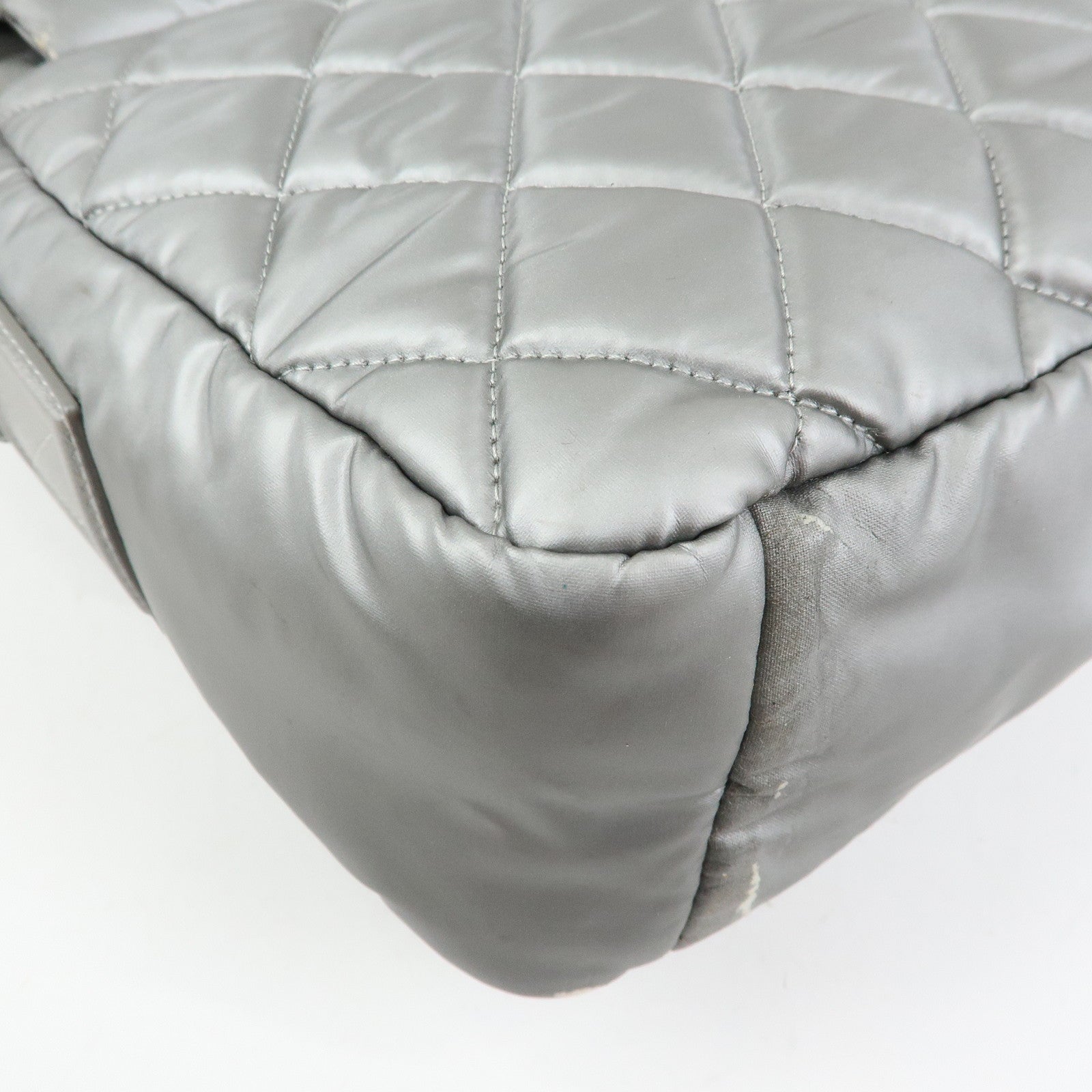 CHANEL Sports Matelasse PVC Coated Canvas Shoulder Bag Silver