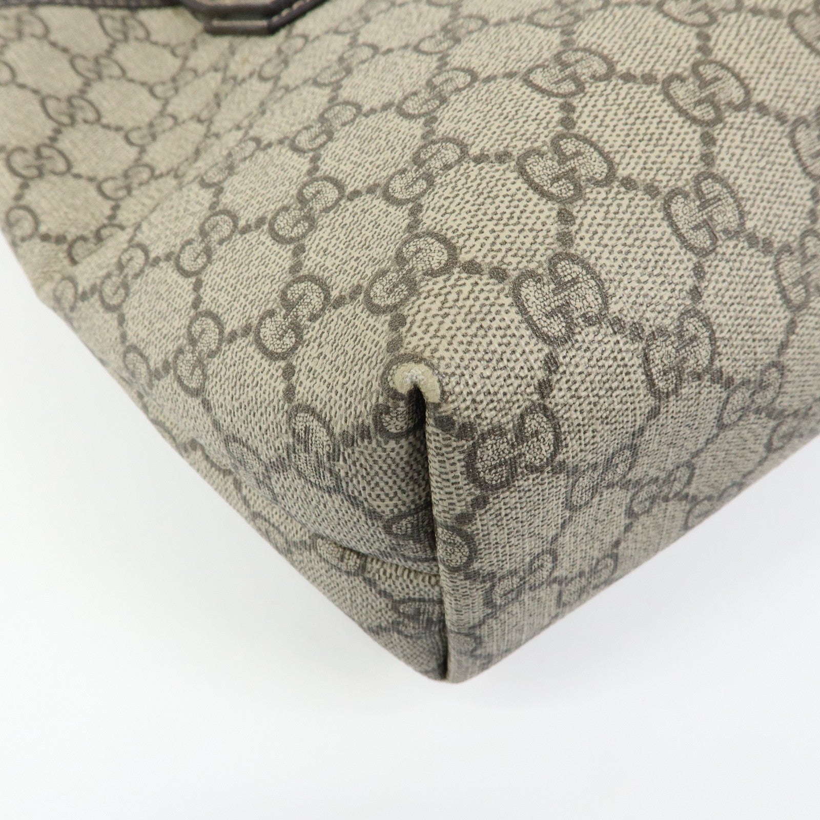 GUCCI GG Supreme Leather Tote Bag Shoulder Bag Beige Brown 211138