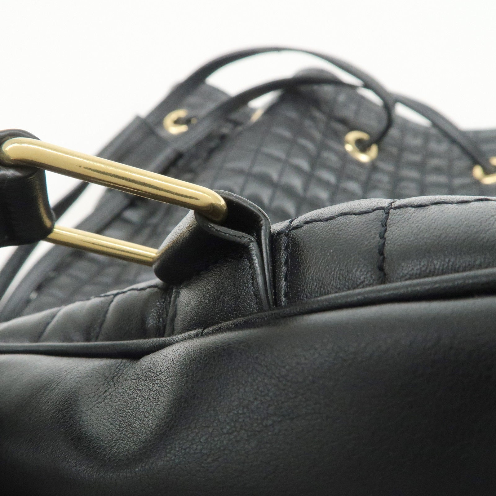 CELINE Logo Leather Backpack Rucksuck Shoulder Bag Black