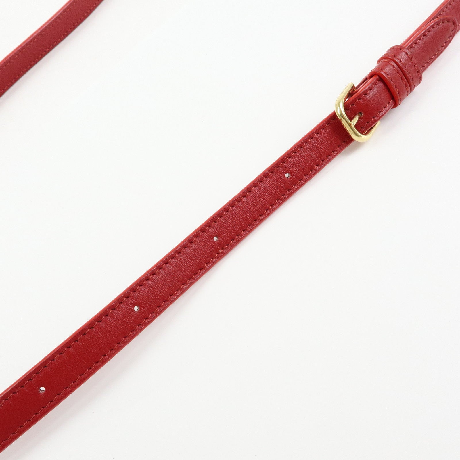 CELINE Leather Shoulder Bag Crossbody Bag C Charm Red