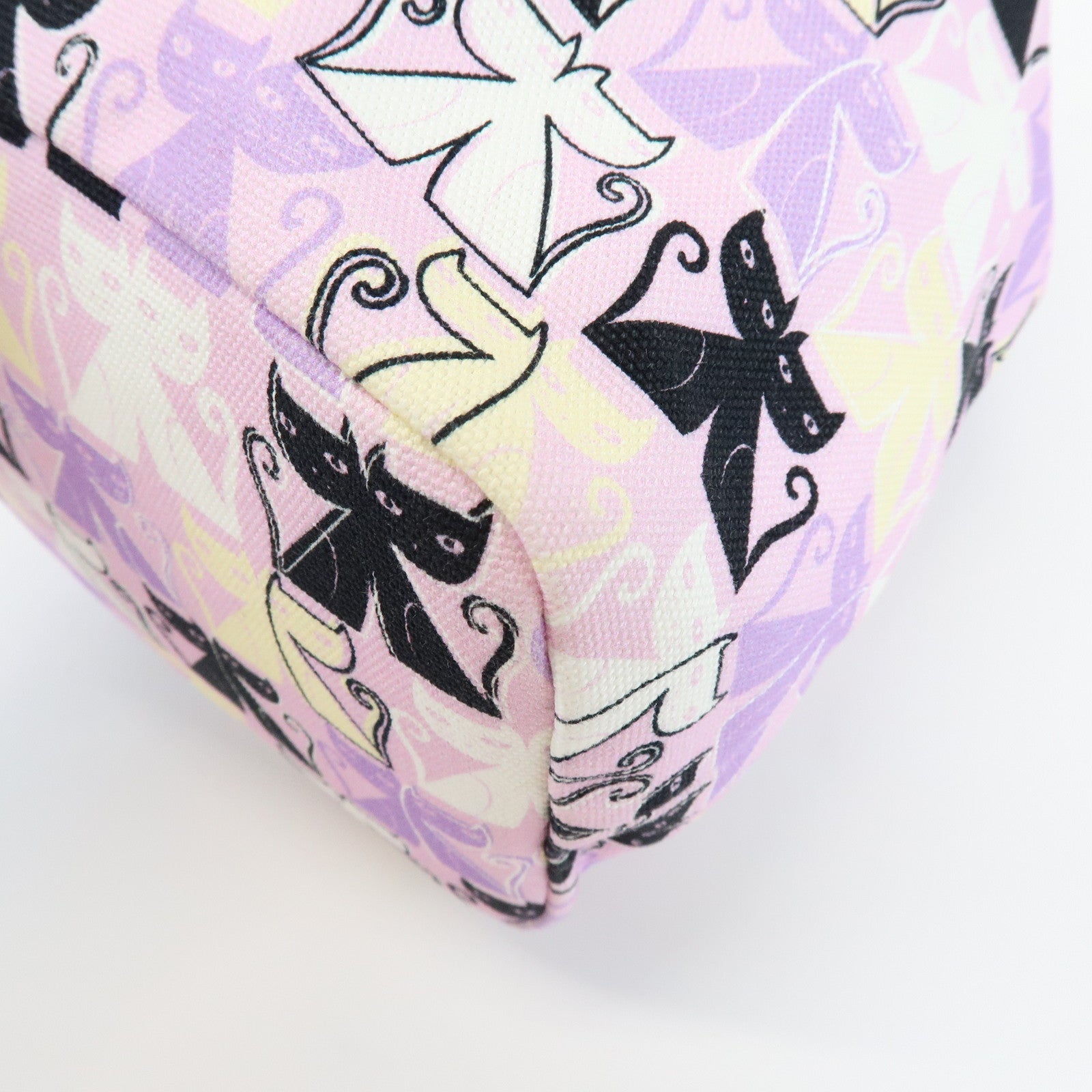 MIU MIU Logo Canvas CANAPA CATS Drawstring Pouch Bag Purple 5RM014