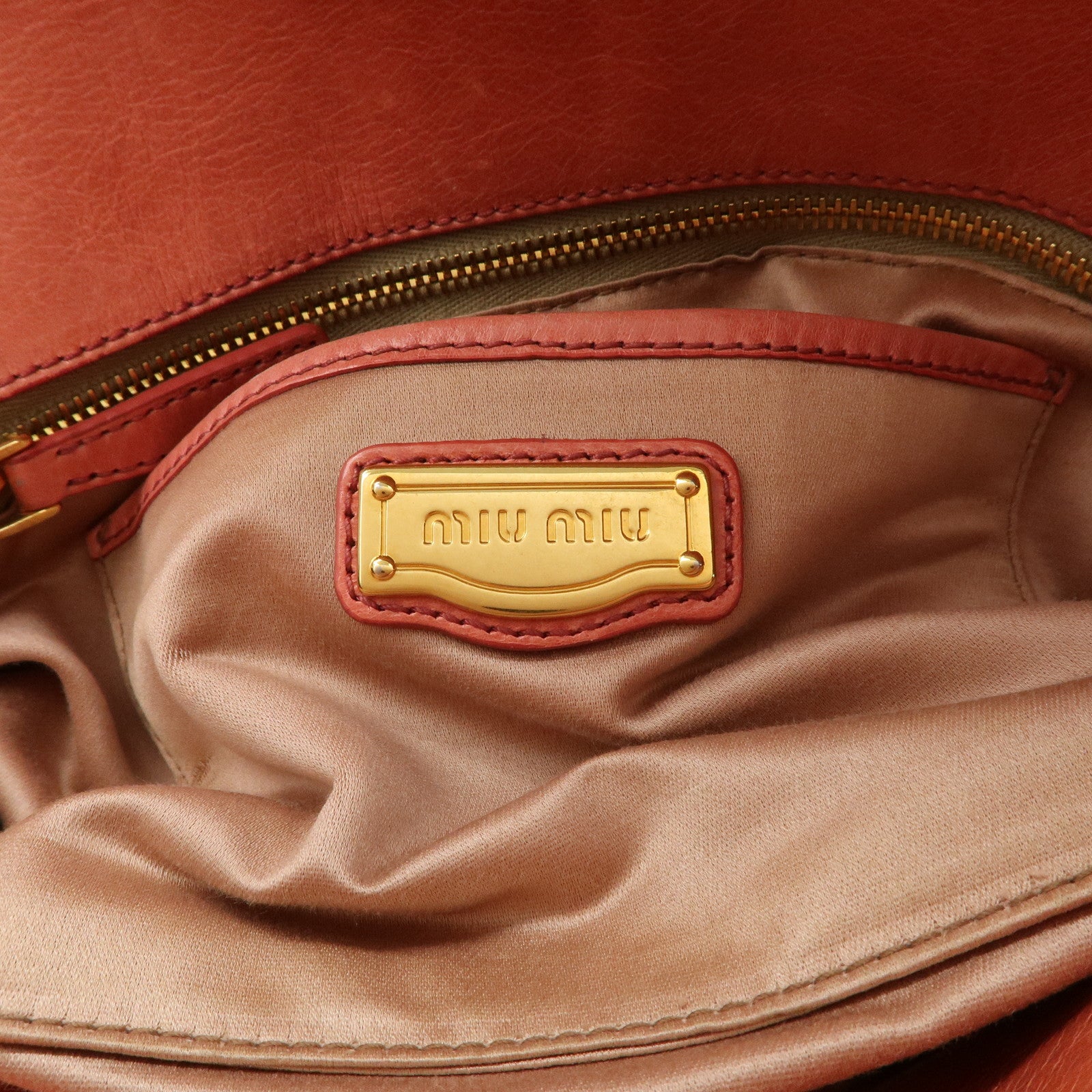 MIU MIU Leather Ribbon 2Way Shoulder Bag Hand Bag Pink RT0365