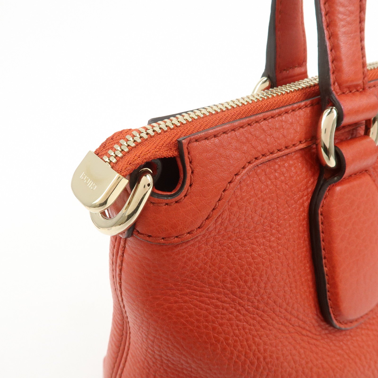 GUCCI SOHO Interlocking G Leather 2Way Hand Bag Orange 308362