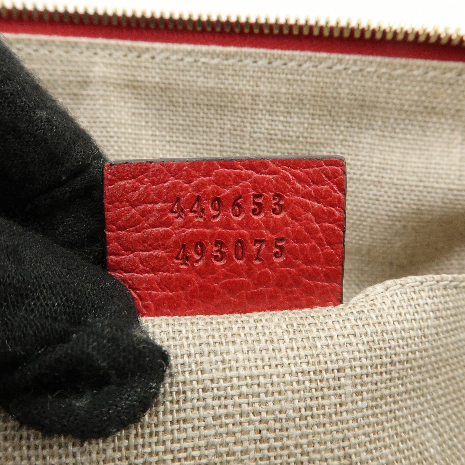 GUCCI Bamboo Leather Clutch Bag Pouch Red 449653