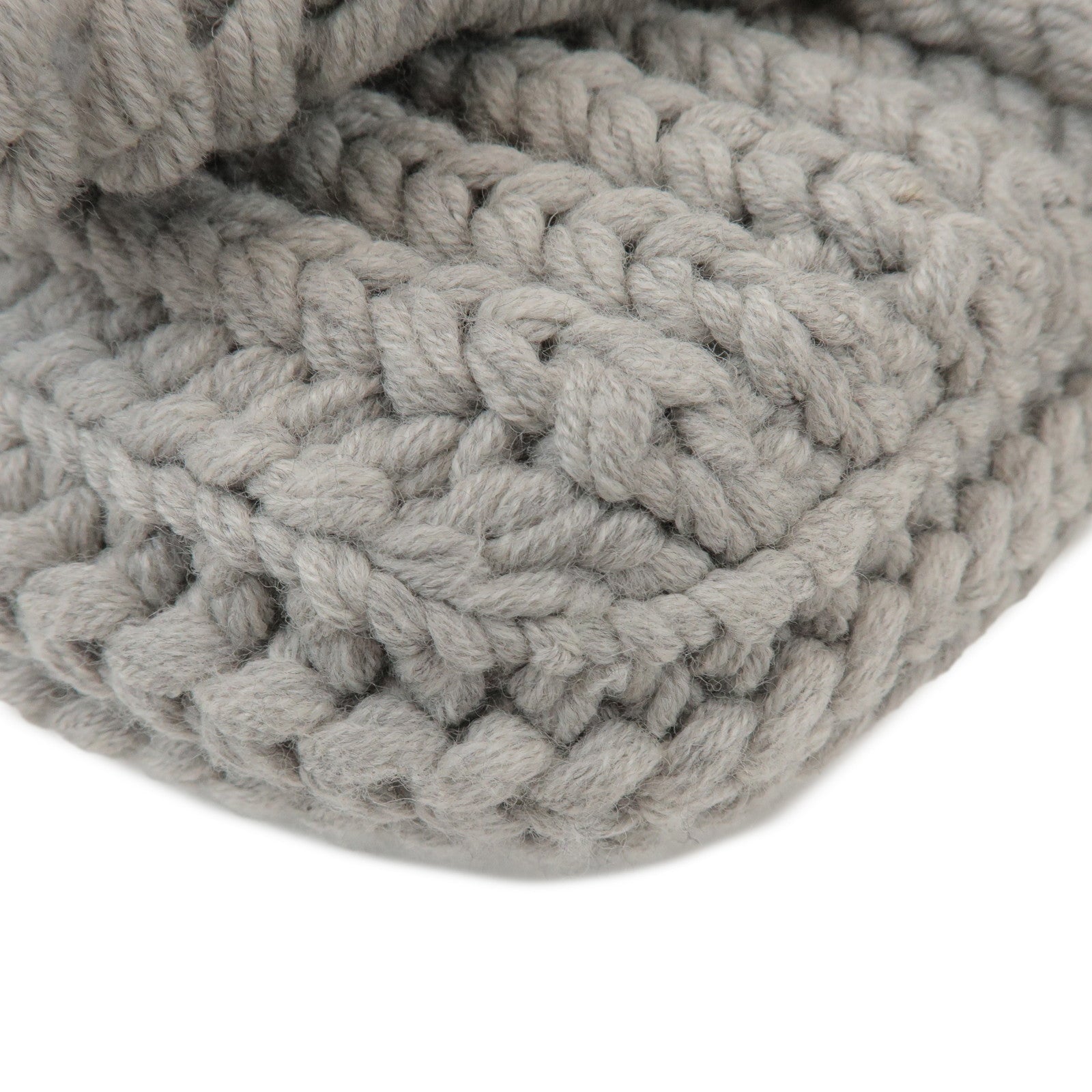 FENDI Zucca Knit Leather 2Way Shoulder Bag Baguette Grey SBR600