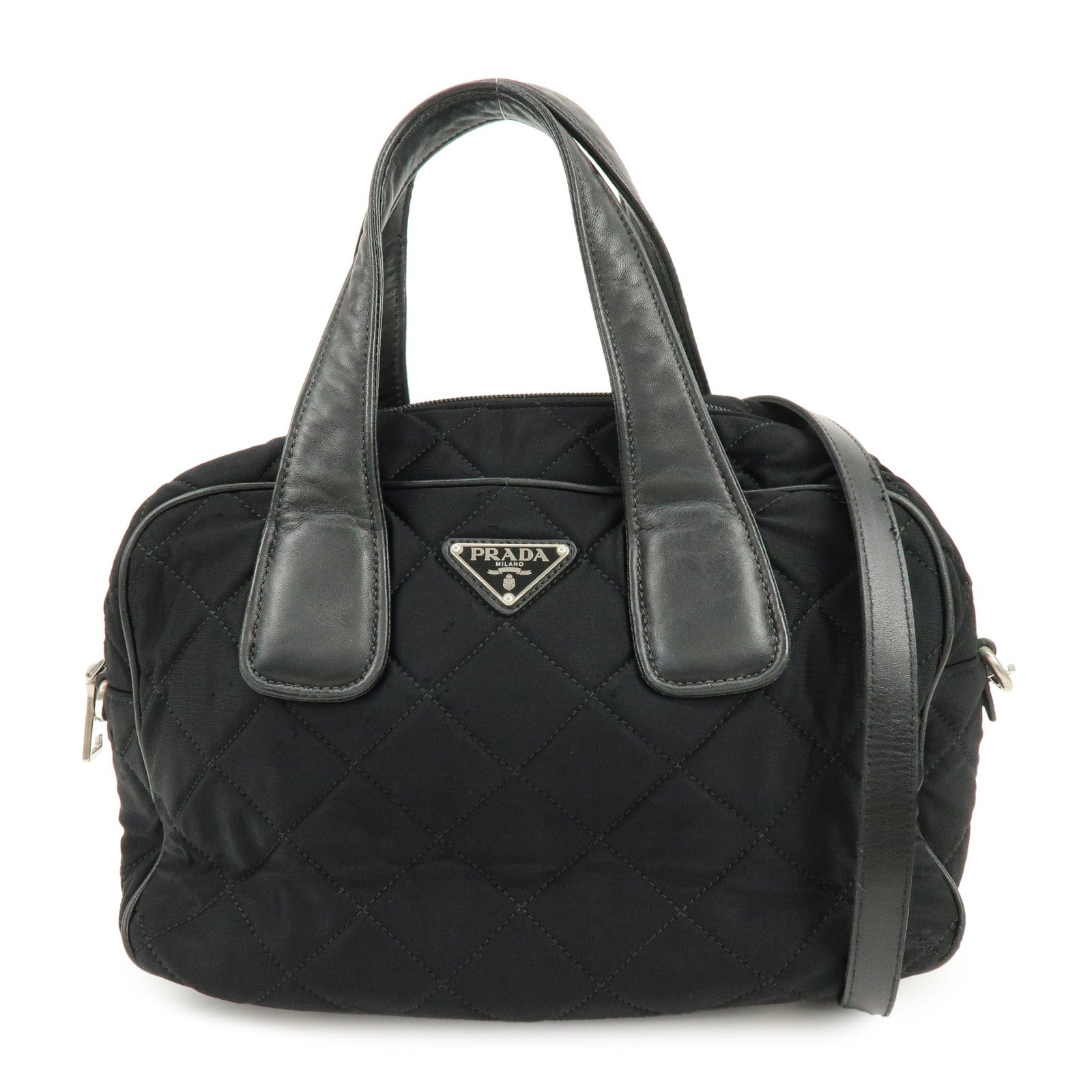 PRADA Tessuto Nylon Leather 2Way Bag Hand Bag Shoulder Bag Black