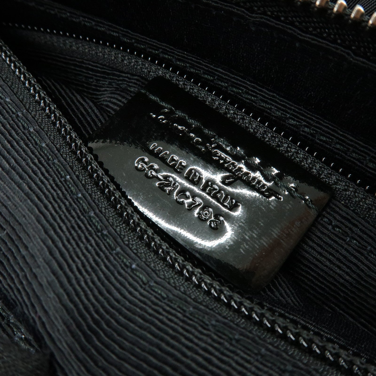 Ferragamo Vara Ribbon Nylon Patent Leather 2Way Bag Hand Bag Black