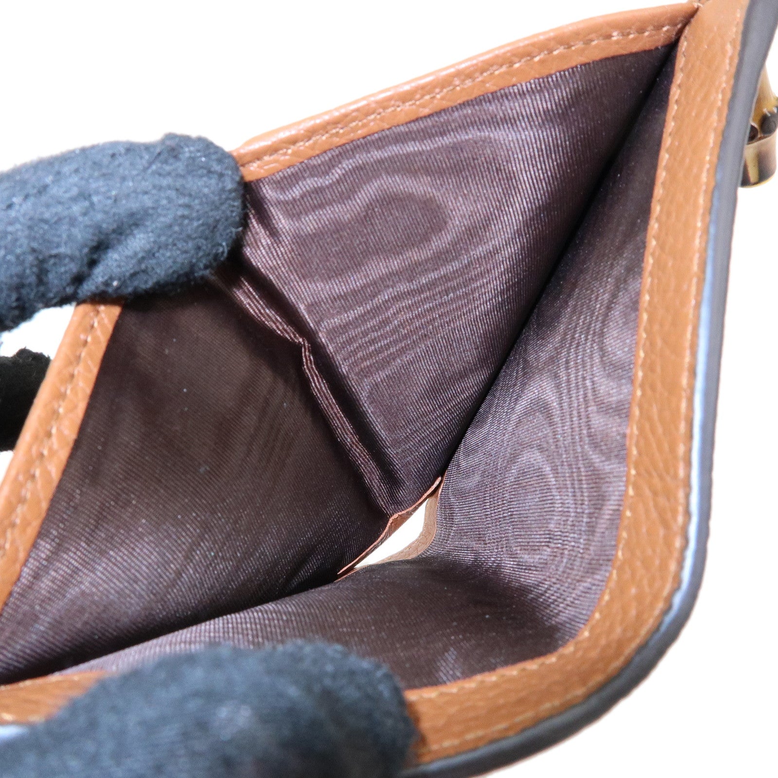 GUCCI Bamboo Leather Zippy Compact Wallet Brown 739498