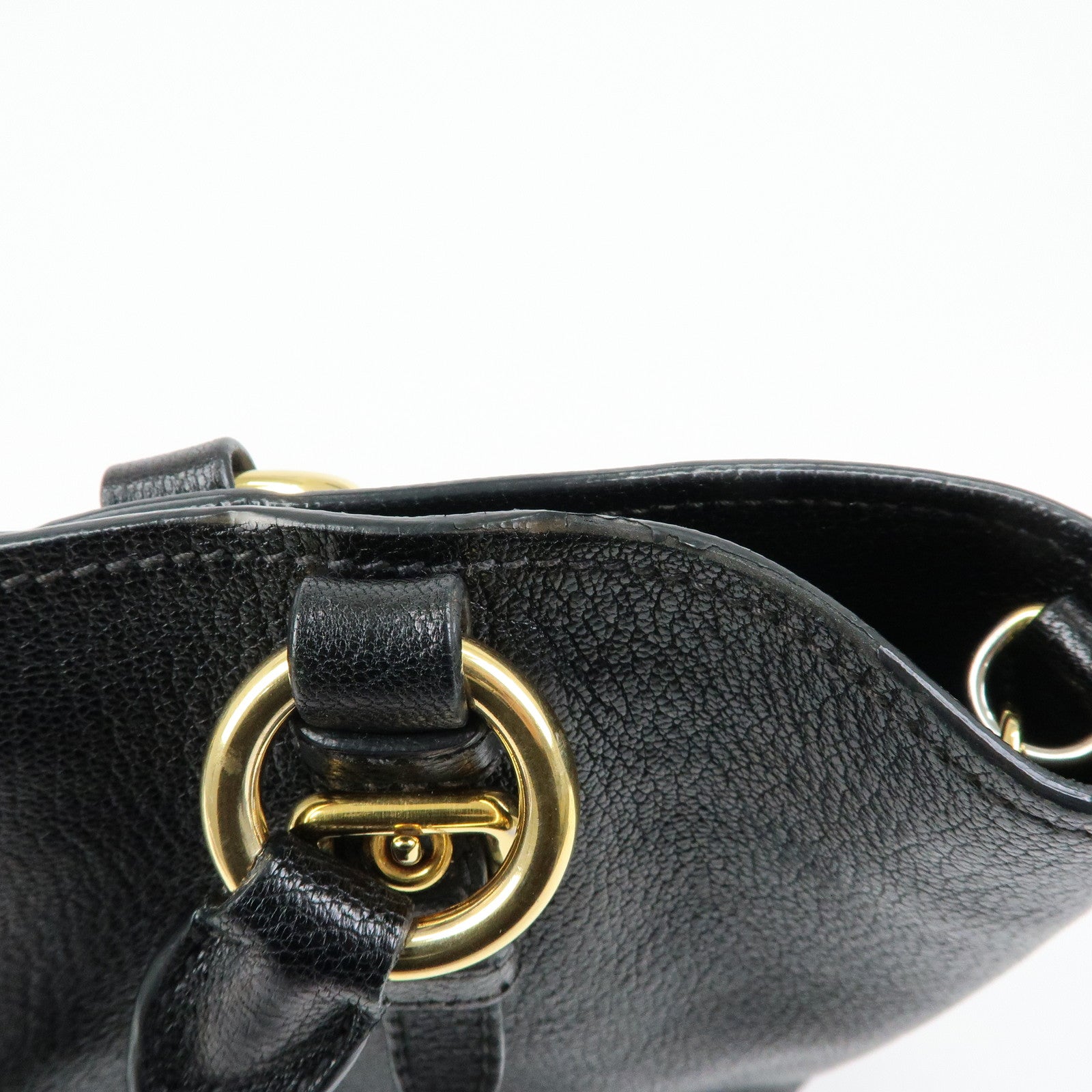 MIU MIU Madras Leather 2Way Bag Hand Bag Shoulder Bag Black