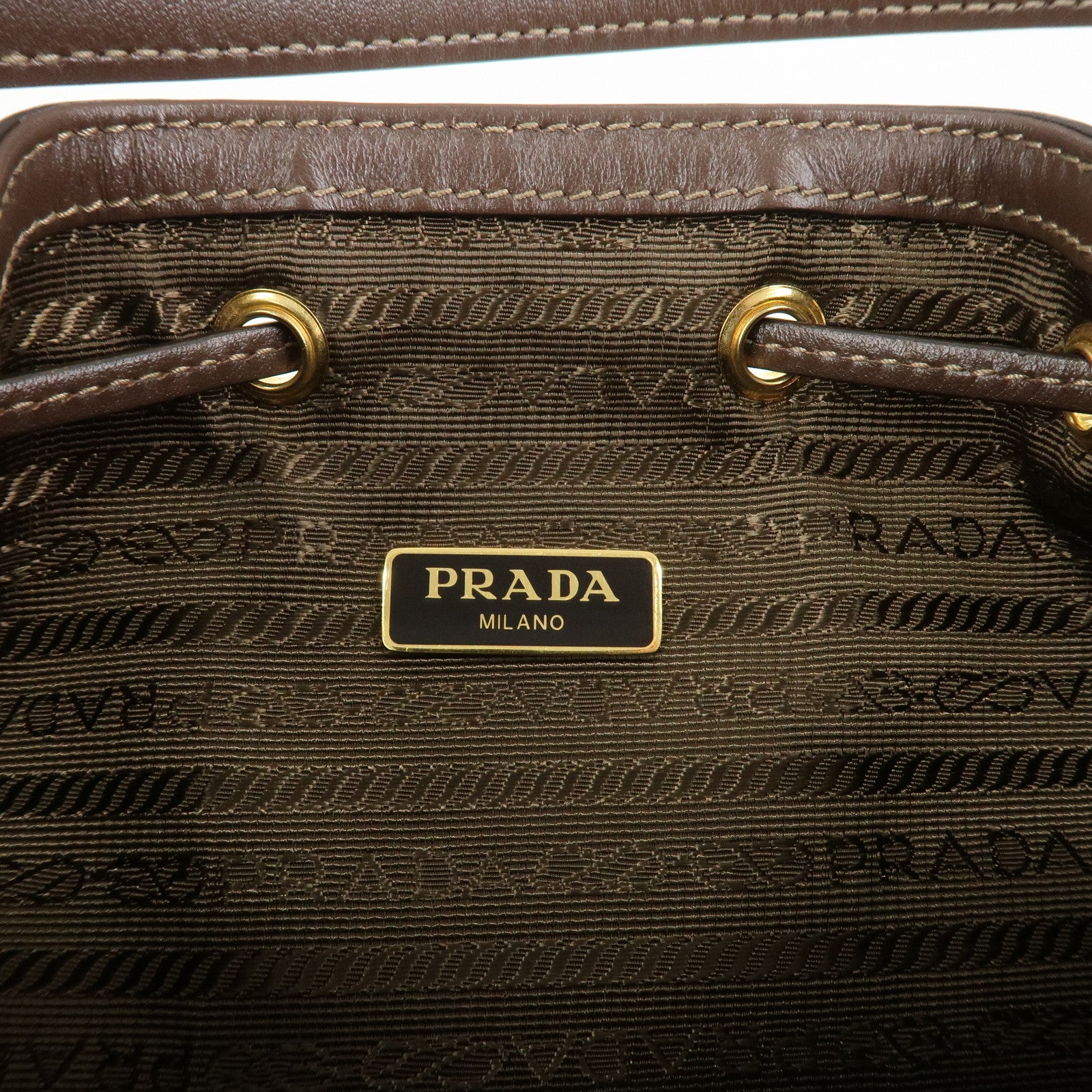 PRADA Jacquard Leather 2Way Bag Drawstring Hand Shoulder Bag 1BH038