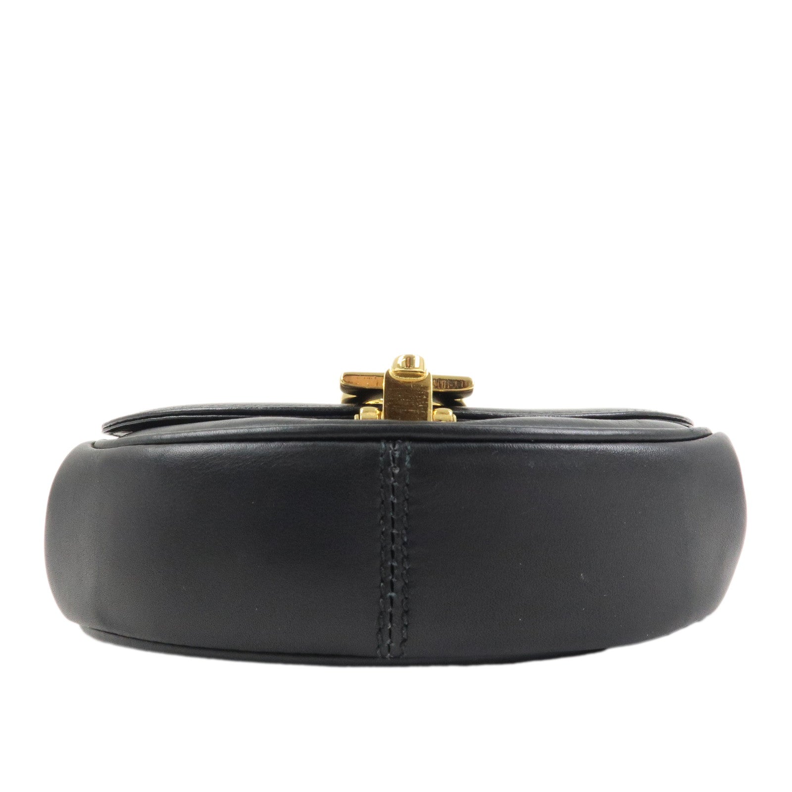 Ferragamo Gancini Leather 2Way Chain Shoulder Bag Waist Bag Black