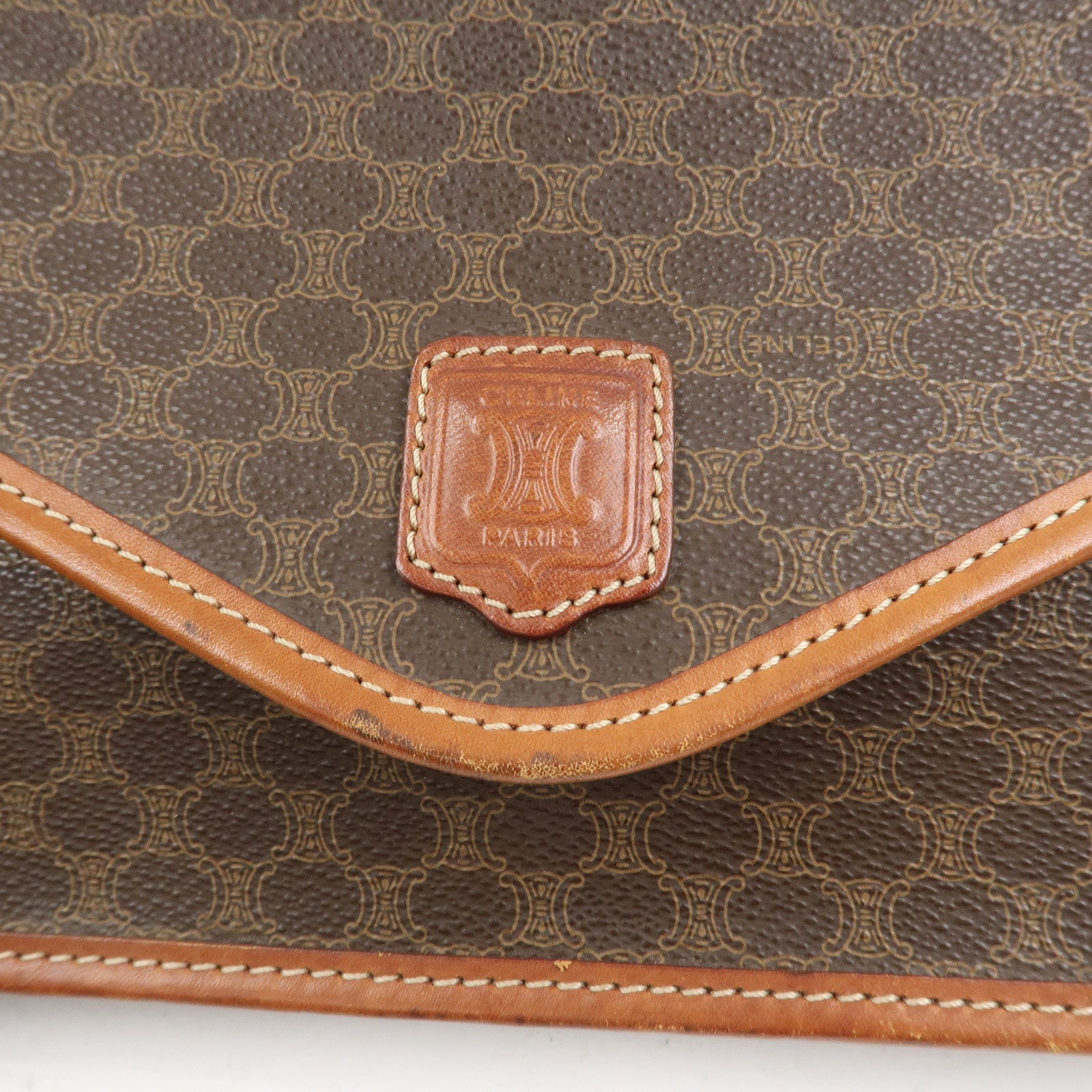 CELINE Macadam PVC Canvas Leather 2WAY Bag Shoulder Bag Brown