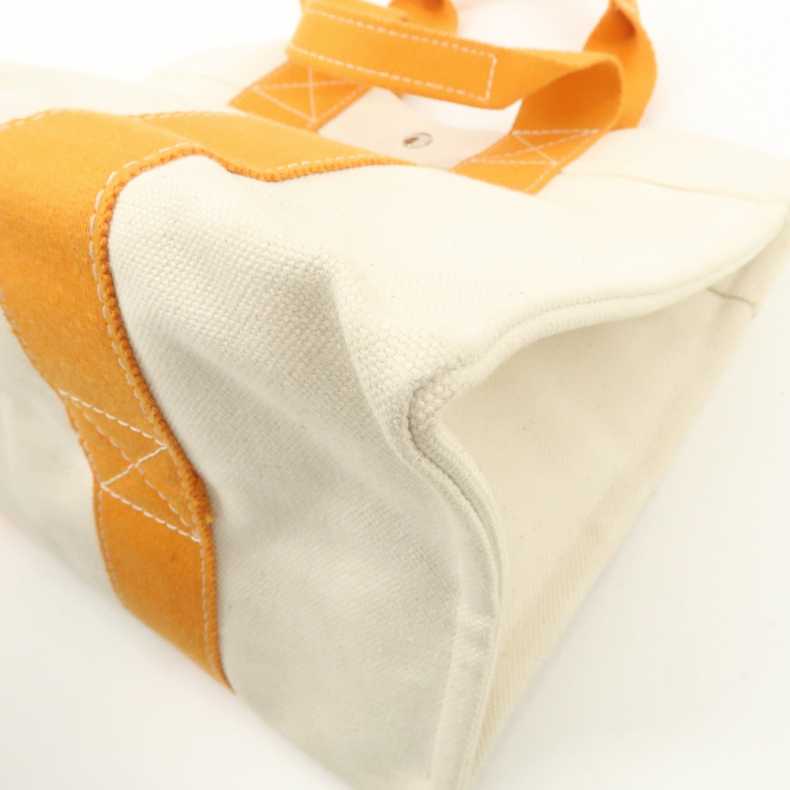 HERMES Bora Bora PM Canvas Tote Bag Hand Bag Ivory Orange Used